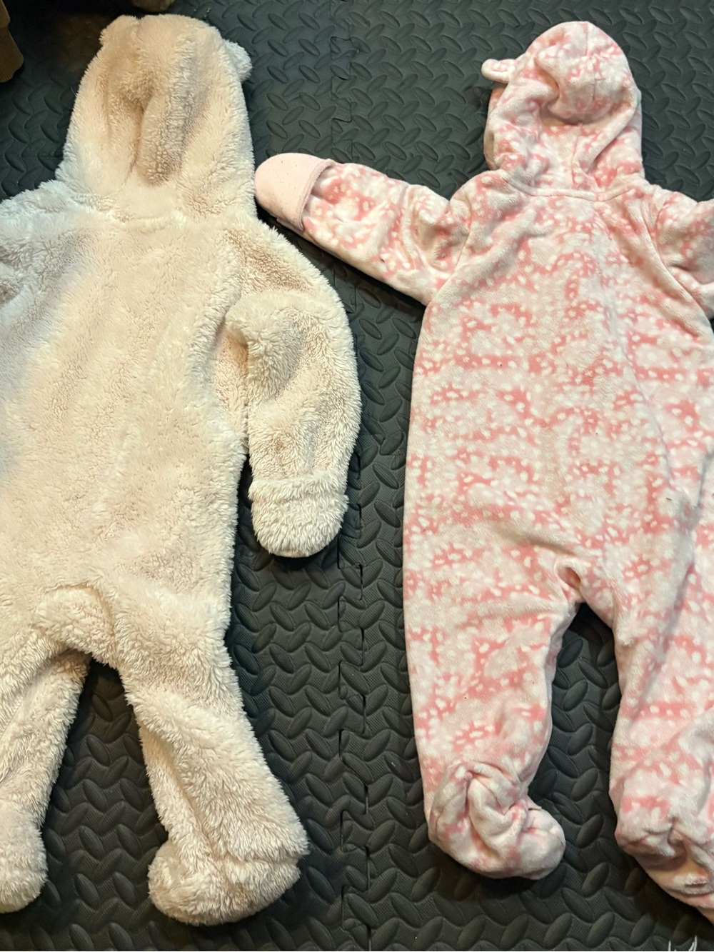 Carter's Plush Hooded Baby Footie Set - Cream & Pink snowsuits - Picture 2 of 4